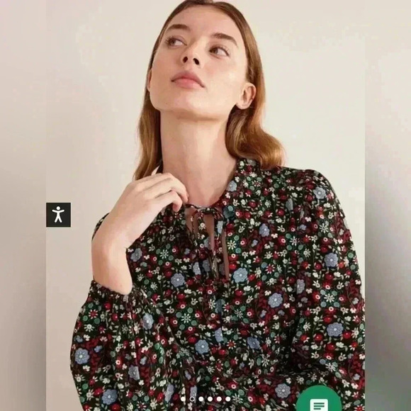 Boden Tie Neck Shirt Dress size 10L - Picture 3 of 10